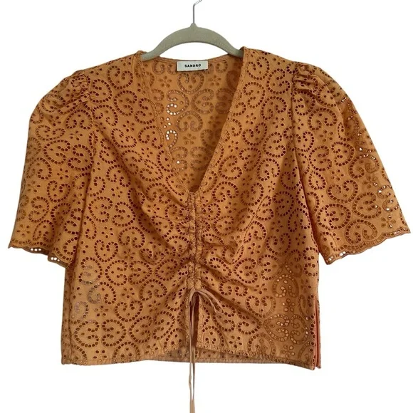 SANDRO LIVIO BRODERIE ANGLAISE TOP SIZE MEDIUM